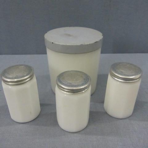 Milk glass dresser set, Dorothy Gra...