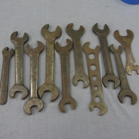Ten machinery wrenches, different s...