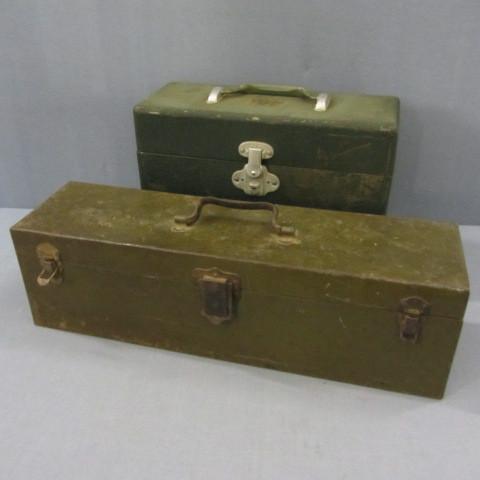 Steel tackle boxes, two vintage, Ho...