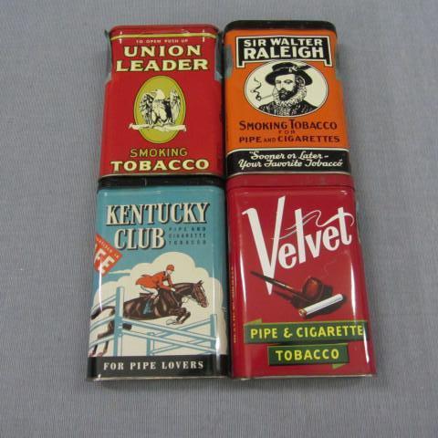 Four pocket tobacco tins, Ken...