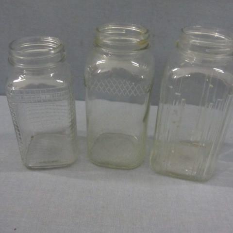 Three coffee jars square quart siz...