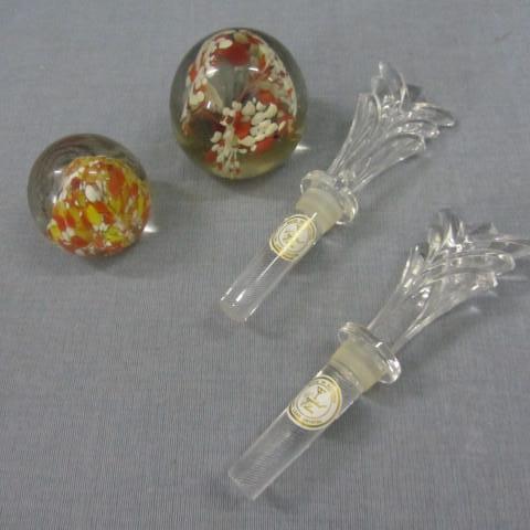 Lead glass stoppers &amp paper wei...