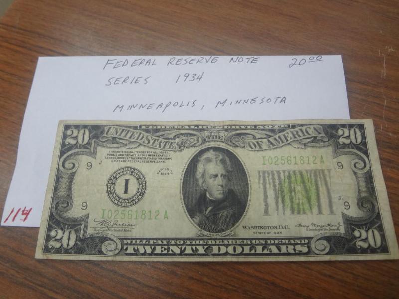 Series 1934 $20.00 Federal Reserve ...