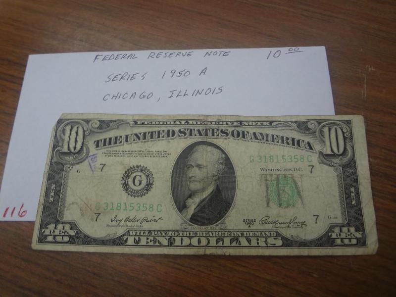 Series 1950 A $10.00 Federal Reserv...