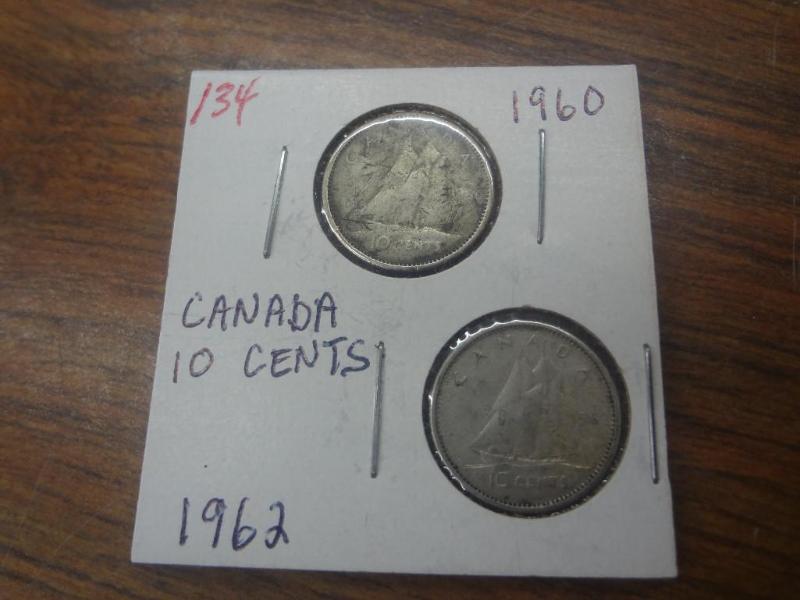 Canadian 1960 and 1962 Silver Dimes...