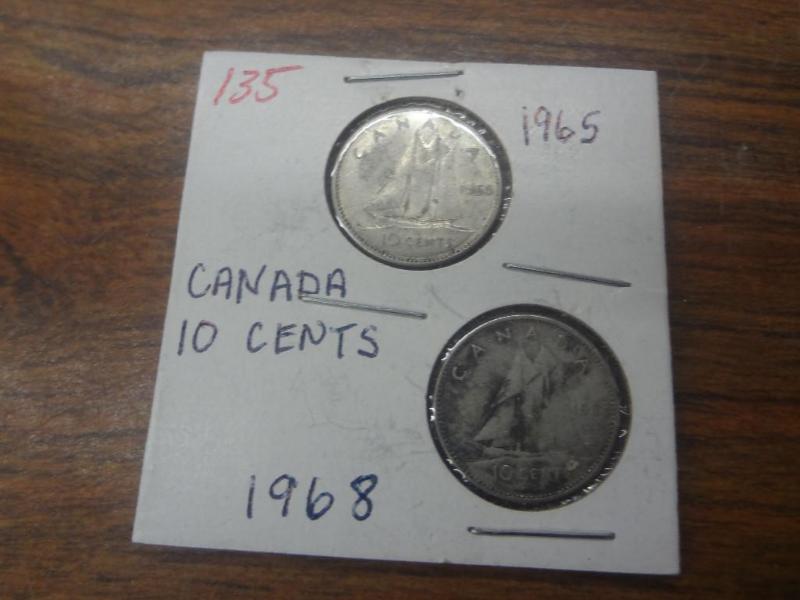 Canadian 1965 and 1968 Silver Dimes...
