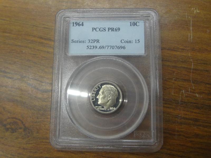 1964 Roosevelt Dime PR69 graded by ...
