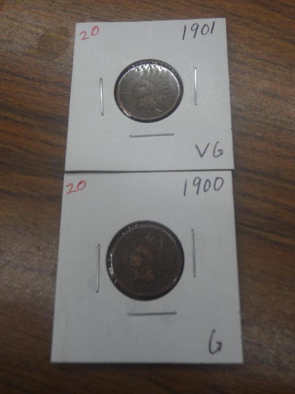 1900 G and 1901 VG Indian Head Cent...