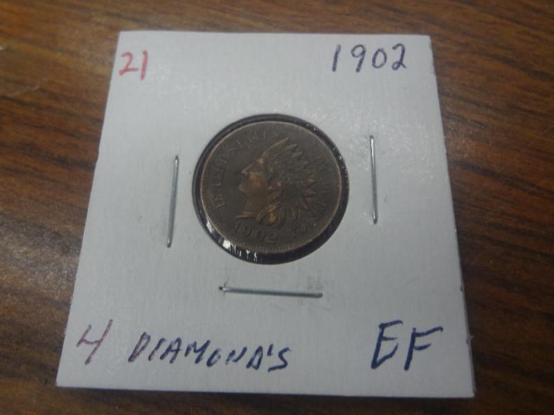 1902 Indian Head Cent EF (4 Diamon...
