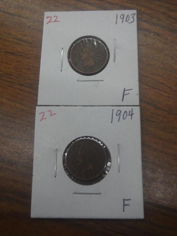 1903 F and 1904 F Indian Head Cents...