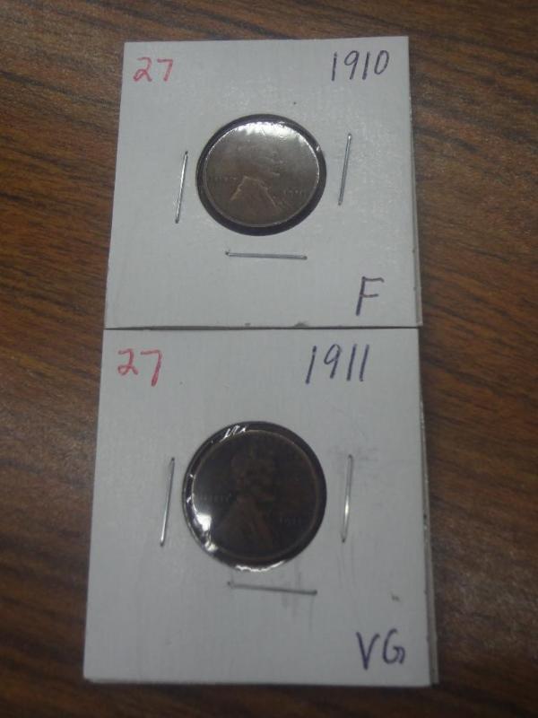 1910 F and 1911 VG Lincoln Cents...