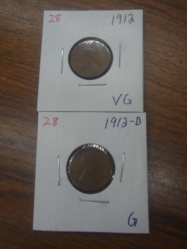 1912 VG and 1912-D G Lincoln Cents ...