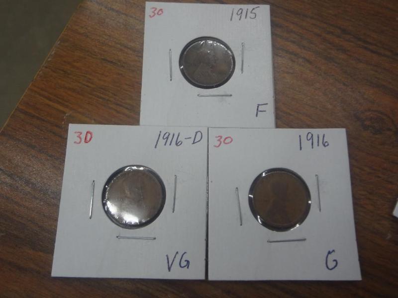 1915 F, 1919 G and 1916-D VG Lincol...