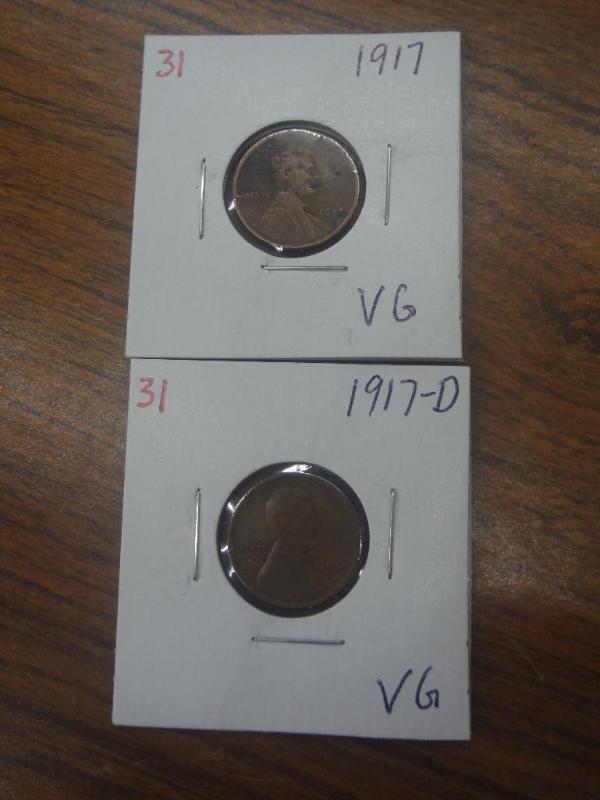 1917 VG and 1917-D VG Lincoln Cents...