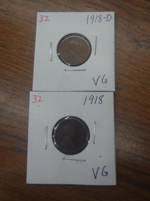 1918 VG and 1918-D VG Lincoln Cents...