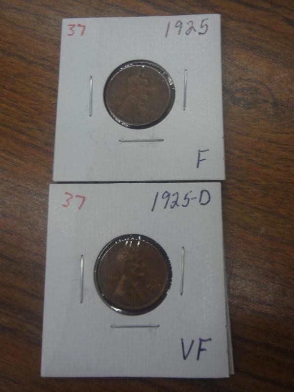 1925 F and 1925-D VF Lincoln Cents...