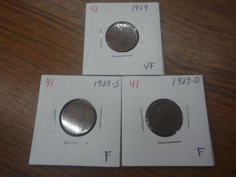 1929 VF, 1929-D F and 1929-S F Linc...