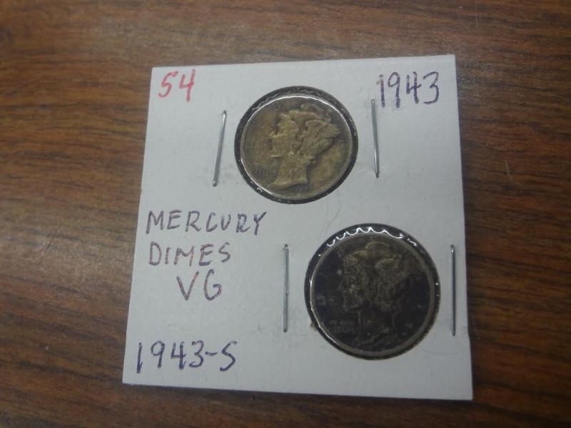 1943 and 1943-S Mercury Dimes VG...