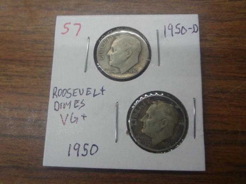 1950 and 1950-D Roosevelt Dimes VG...