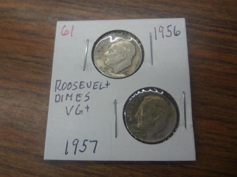 1956 and 1957 Roosevelt Dimes VG...