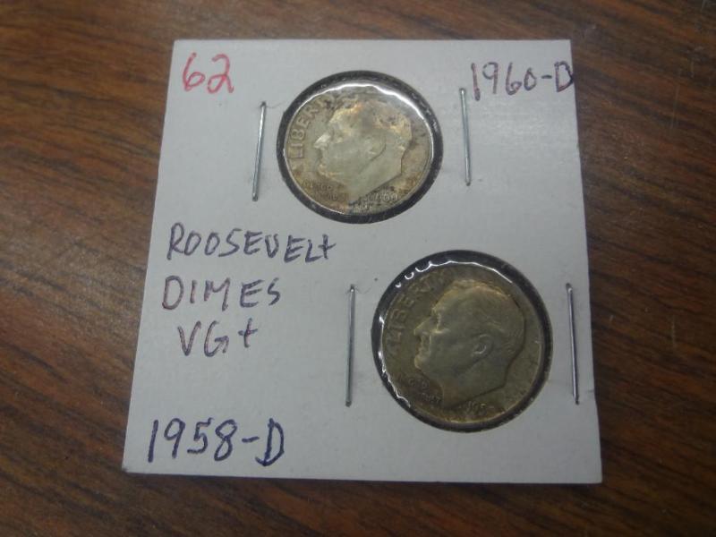 1958-D and 1960-D Roosevelt Dimes V...