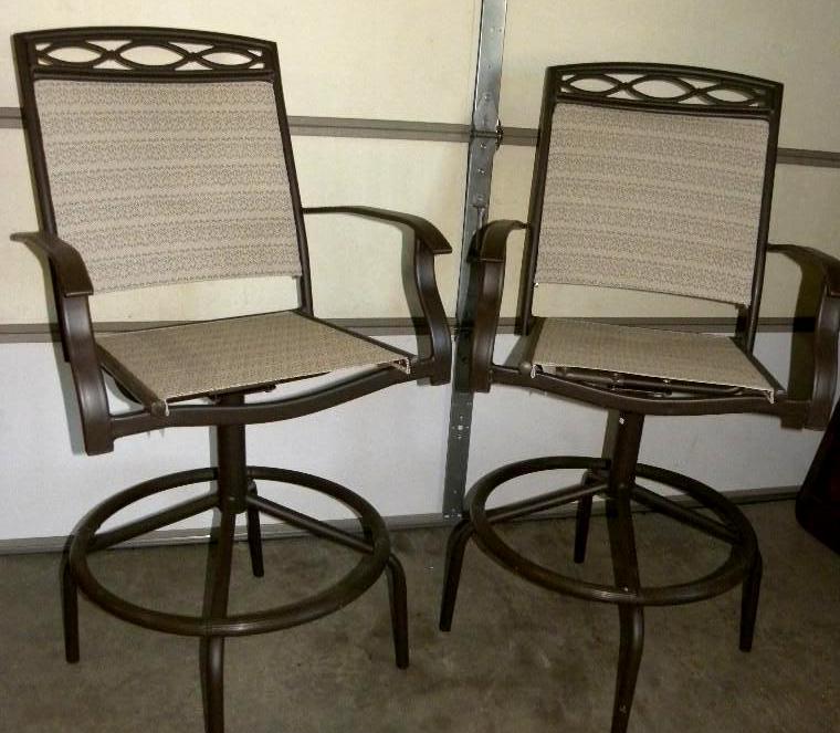 Pair of Bar Height Patio Chairs, po...