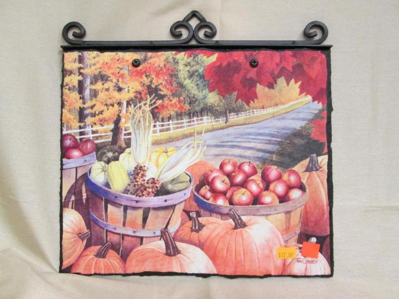 lot 142 image: Very nice fall scene on a stone pla...