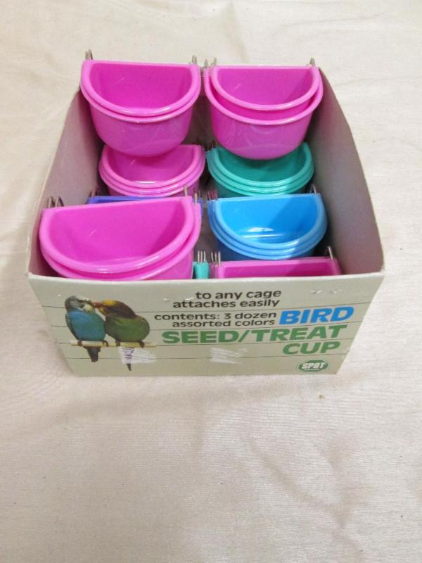 lot 158 image: Lot of 25 cage bird seed cups....