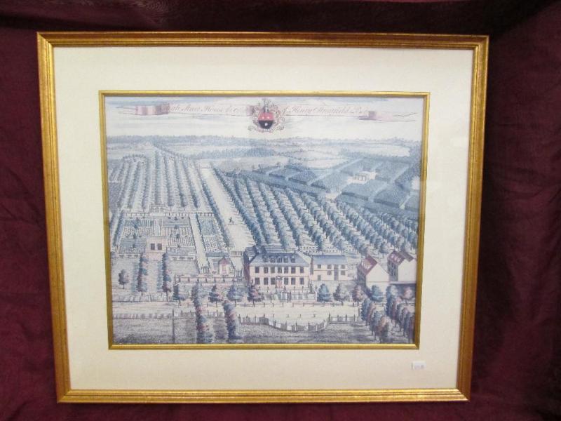 lot 195 image: Henry Stratfield house print. Nicel...