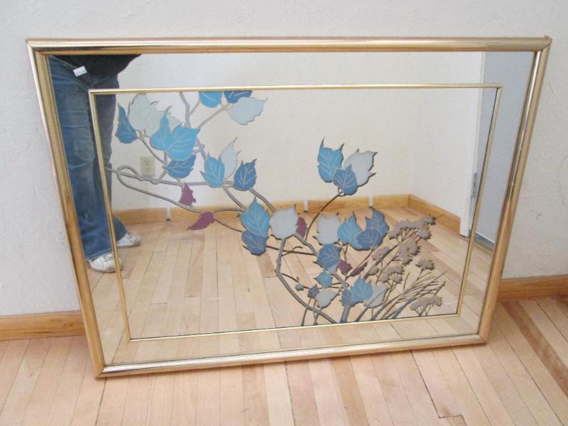 lot 196 image: Large mirror with blue, burgundy, a...