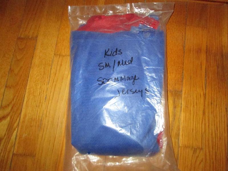 lot 246 image: Red and blue scrimage jerzees...