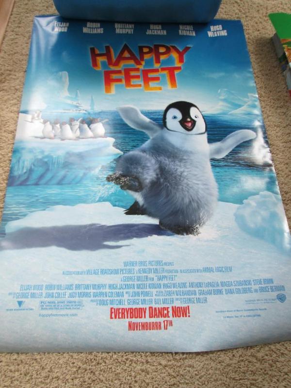 lot 55 image: Double sided Happy Feet movie poste...