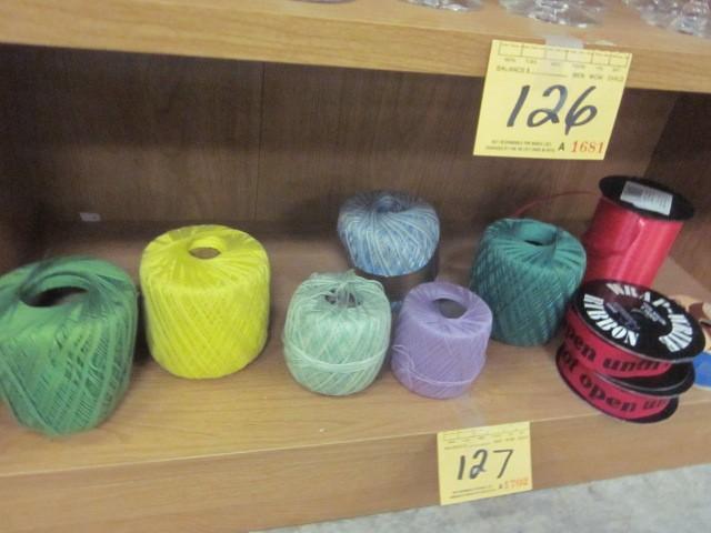 lot 127 image: Lot of chrochet thread and ribbon. ...