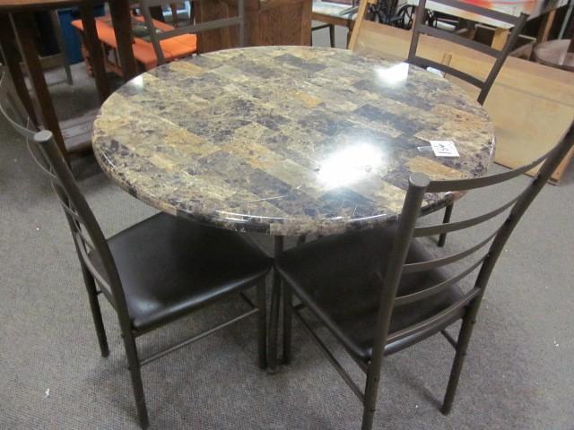 lot 136 image: 42" round faux granite table w...