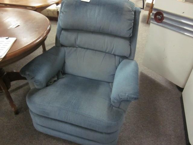 lot 150 image: Blue fabric rocking and recliner ch...