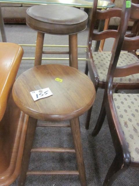 lot 155 image: Pair of wooden bar stools.  ...