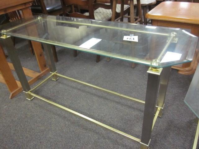 lot 161 image: Brass and glass sofa table. &nbspM...
