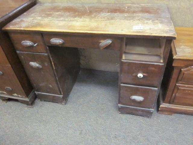lot 171 image: Solid wood desk, missing drawer, pr...