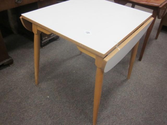 lot 181 image: White laminate top and wood base dr...