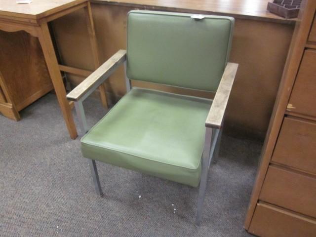 lot 186 image: Green vinyl mid century chair with ...