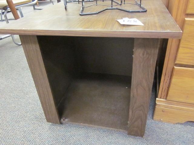 lot 188 image: Wood laminate end table....