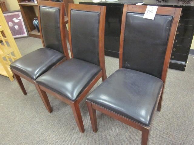 lot 190 image: Lot of (3) wood and dark brown leat...