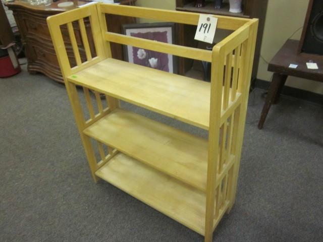 lot 191 image: (3) tier wooden shelf.  ...