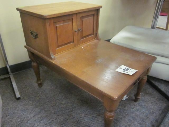 lot 198 image: Small wood end table with drawer an...