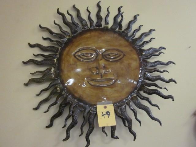 lot 49 image: Large metal tin 30" round sun ...