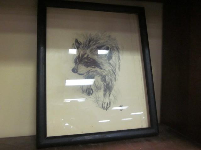lot 69 image: Original framed art, signed ATM74, ...
