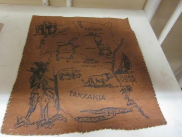 lot 82 image: Printed map on hide or leather, fro...