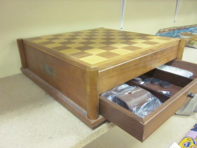lot 86 image: Wooden all in one gaming board, eve...