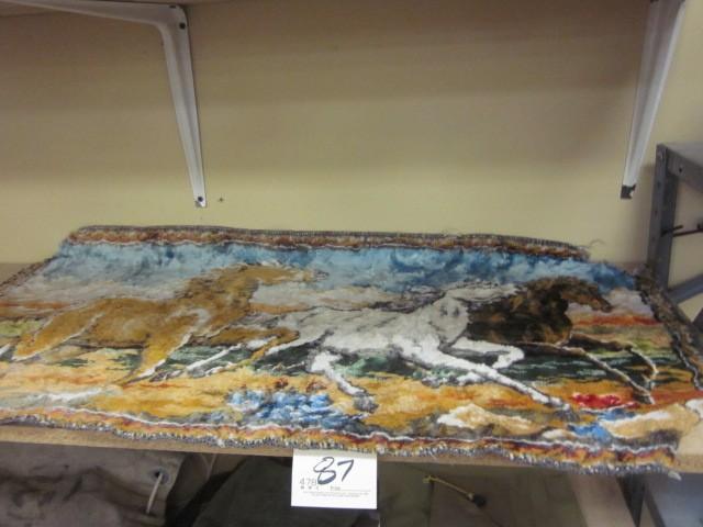 lot 87 image: Vintage horse tapestry.  ...