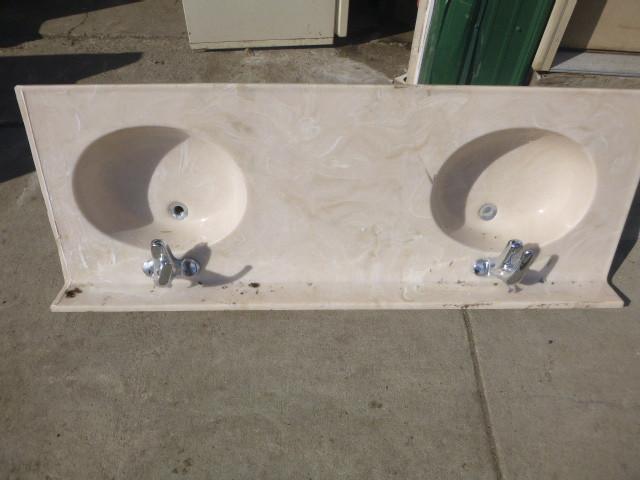 lot 36 image: 60" Double Vanity Sink and Fau...